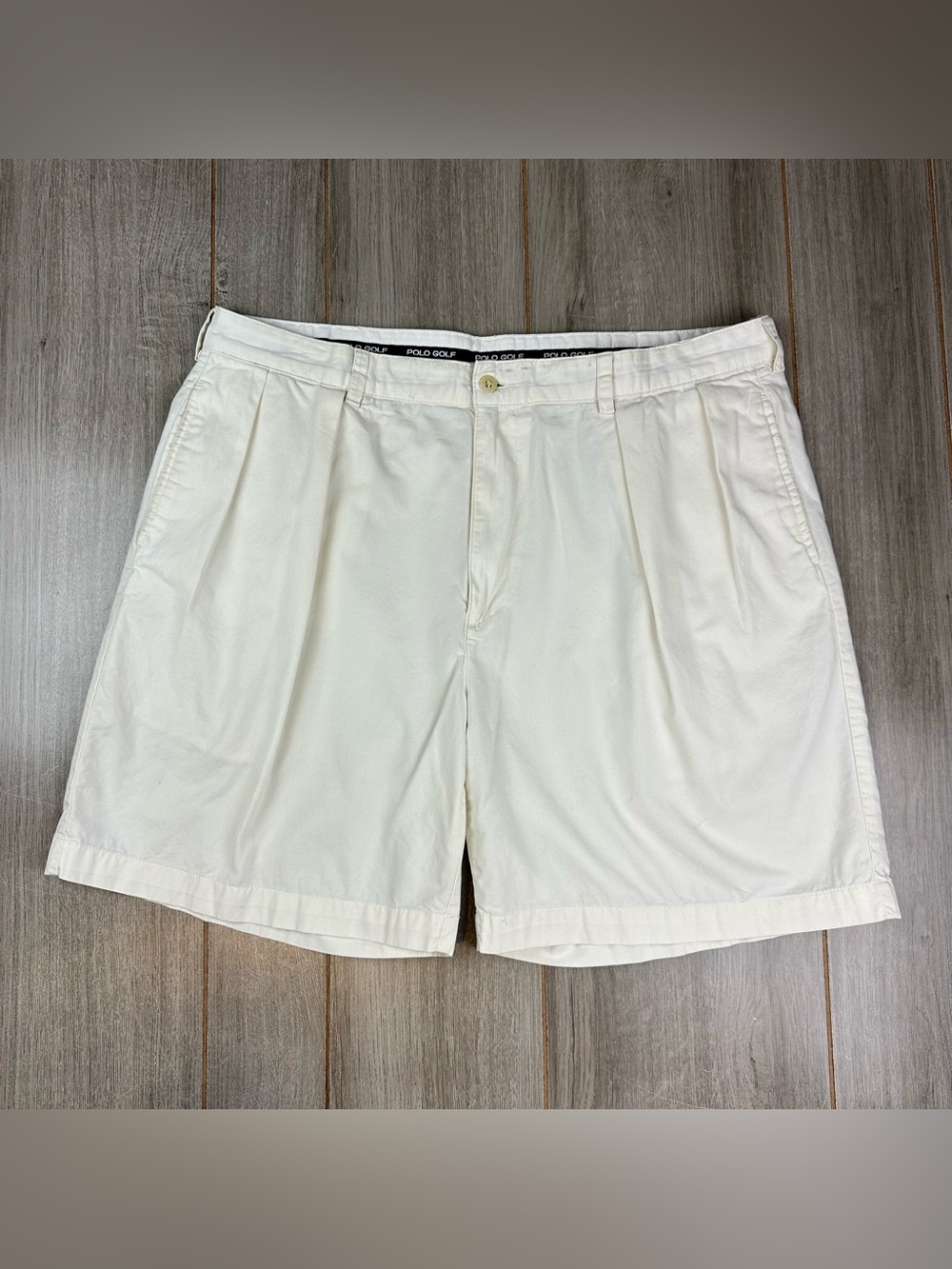 VTG Y2K Polo Ralph Lauren Pleated Chino shorts 38 (tag 40) White *stains